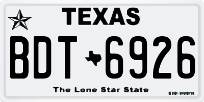 TX license plate BDT6926