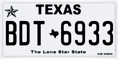 TX license plate BDT6933