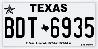 TX license plate BDT6935