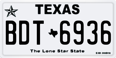 TX license plate BDT6936