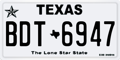 TX license plate BDT6947