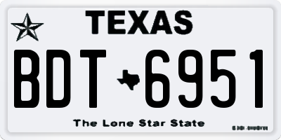TX license plate BDT6951