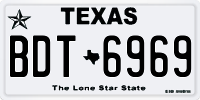 TX license plate BDT6969