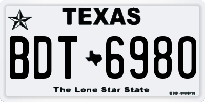 TX license plate BDT6980