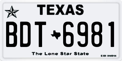 TX license plate BDT6981