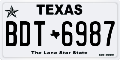 TX license plate BDT6987