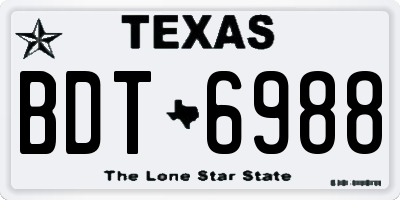 TX license plate BDT6988