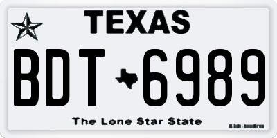 TX license plate BDT6989