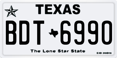 TX license plate BDT6990