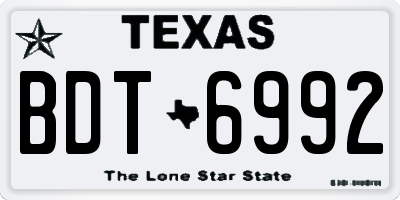 TX license plate BDT6992