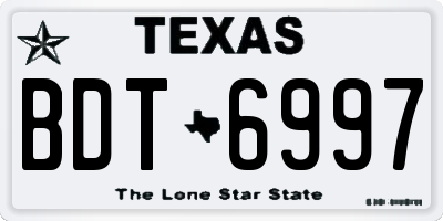 TX license plate BDT6997