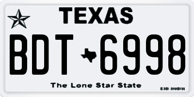 TX license plate BDT6998