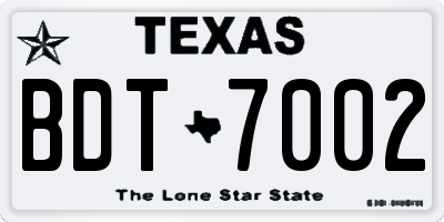 TX license plate BDT7002