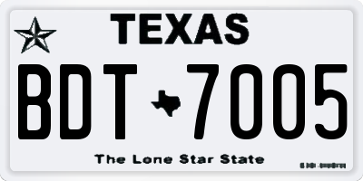 TX license plate BDT7005