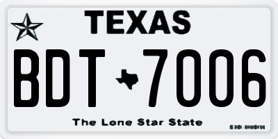 TX license plate BDT7006