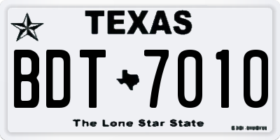 TX license plate BDT7010