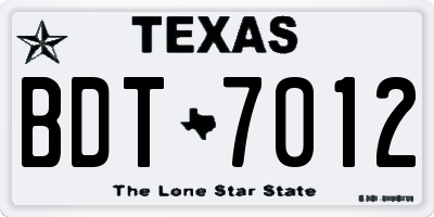 TX license plate BDT7012