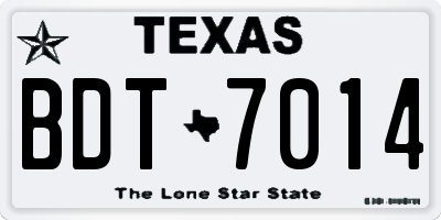 TX license plate BDT7014