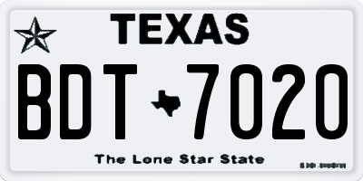 TX license plate BDT7020