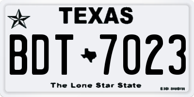 TX license plate BDT7023