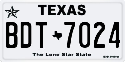 TX license plate BDT7024