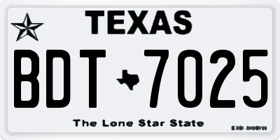 TX license plate BDT7025