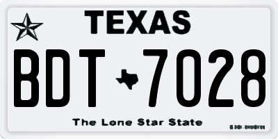 TX license plate BDT7028