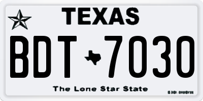 TX license plate BDT7030