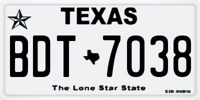 TX license plate BDT7038