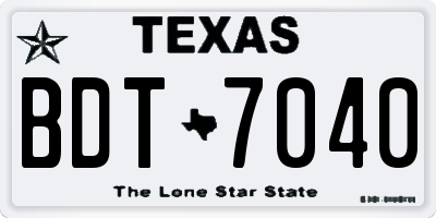 TX license plate BDT7040