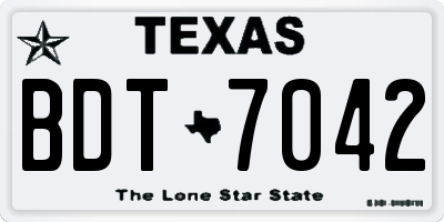 TX license plate BDT7042