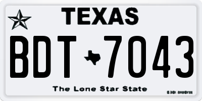 TX license plate BDT7043