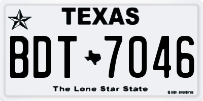 TX license plate BDT7046