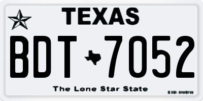 TX license plate BDT7052