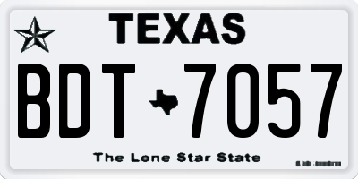 TX license plate BDT7057