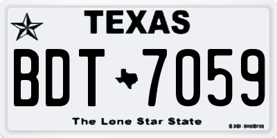 TX license plate BDT7059