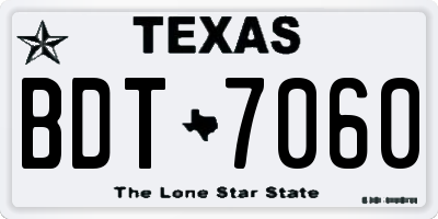 TX license plate BDT7060