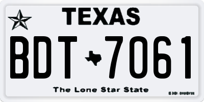 TX license plate BDT7061