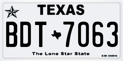TX license plate BDT7063