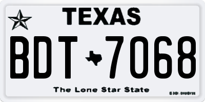 TX license plate BDT7068