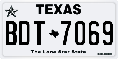 TX license plate BDT7069