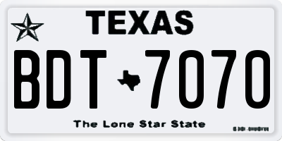 TX license plate BDT7070