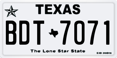 TX license plate BDT7071