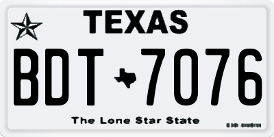 TX license plate BDT7076