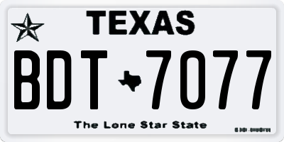 TX license plate BDT7077