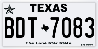 TX license plate BDT7083