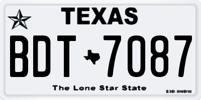 TX license plate BDT7087