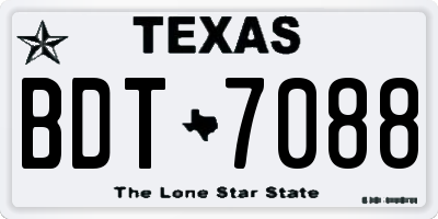 TX license plate BDT7088