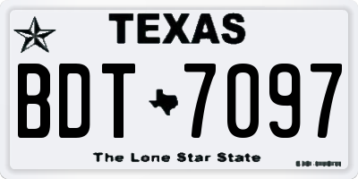 TX license plate BDT7097