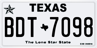 TX license plate BDT7098